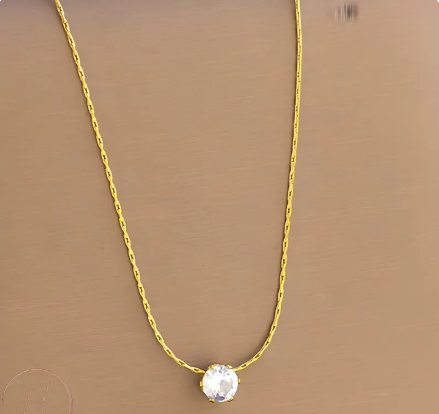 Minimalist Solitaire Zircon Charm Necklace