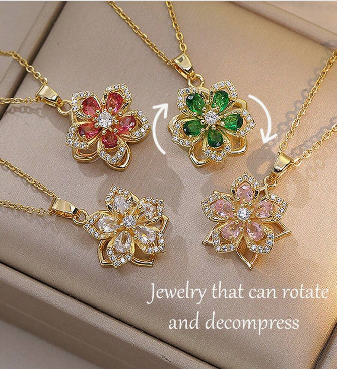 Rotatable Flower Necklace