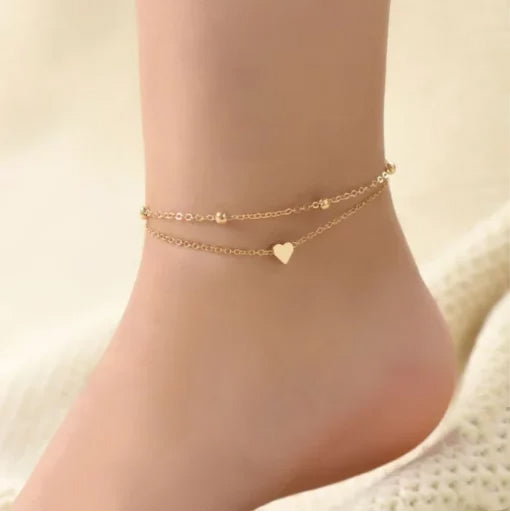 Layered Heart Anklet