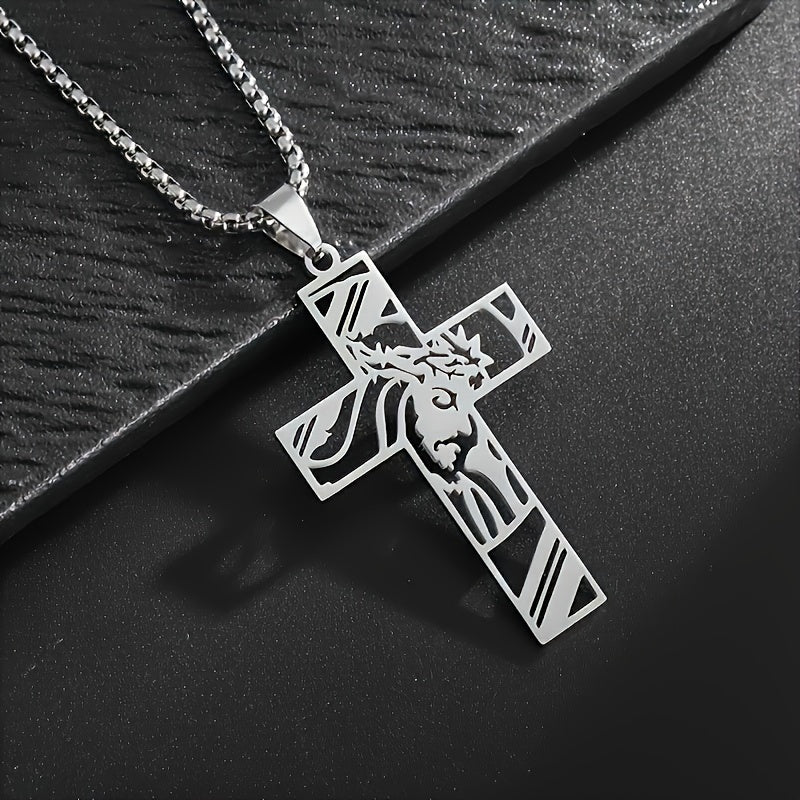 Stainless Steel Hollow Cross Prayer Necklace