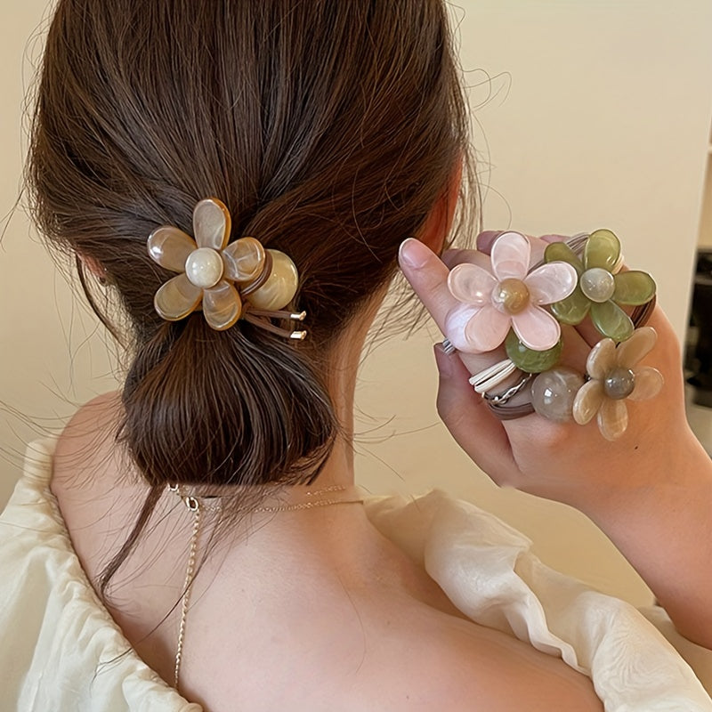 Set Cute Flower Elastic Hair Bands( one set)