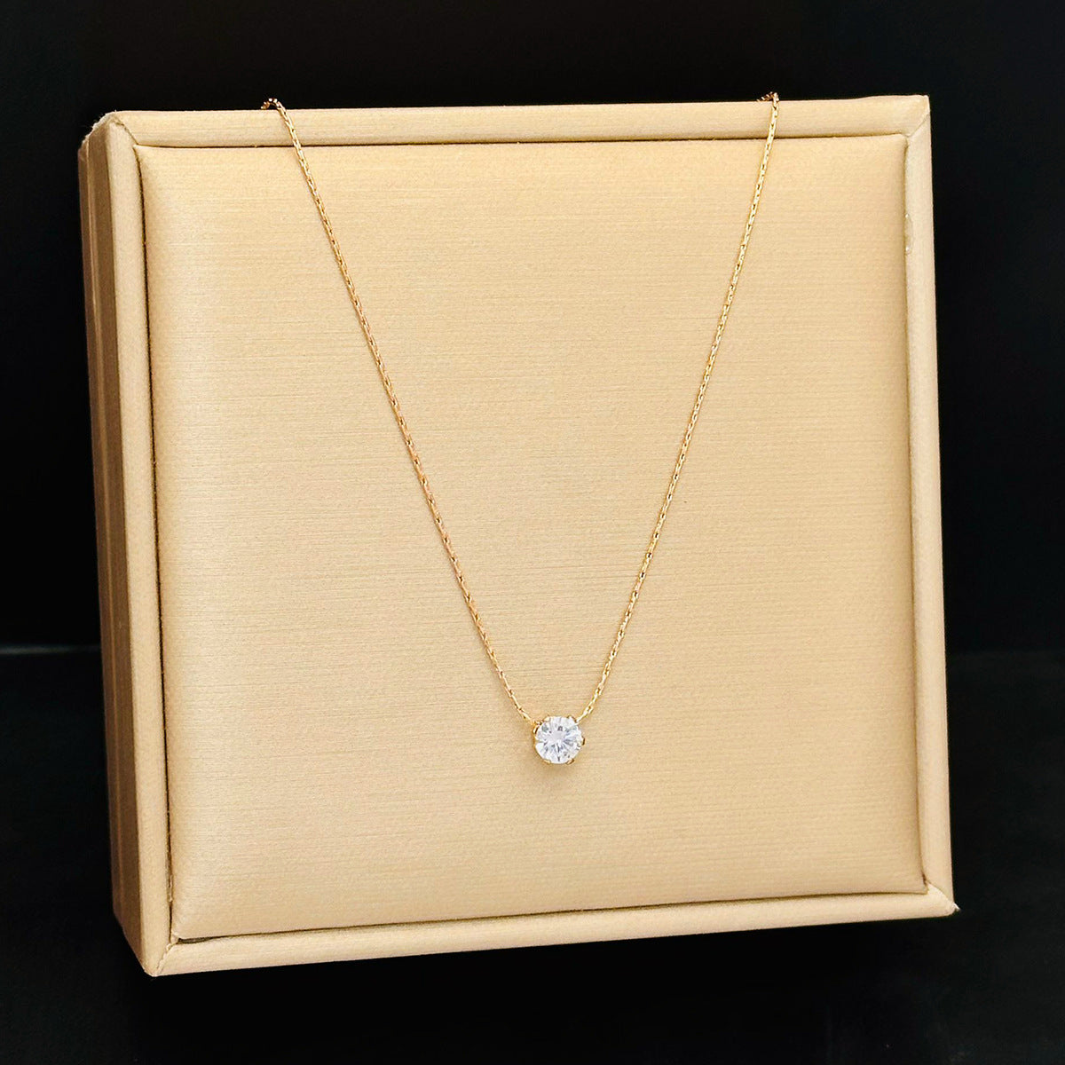 Minimalist Solitaire Zircon Charm Necklace