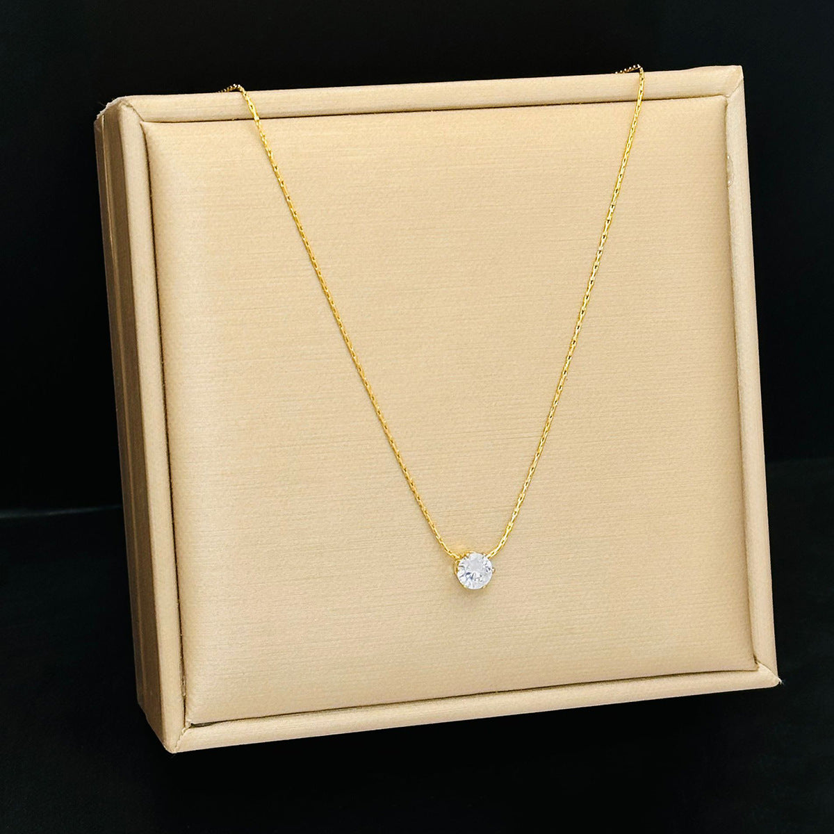 Minimalist Solitaire Zircon Charm Necklace