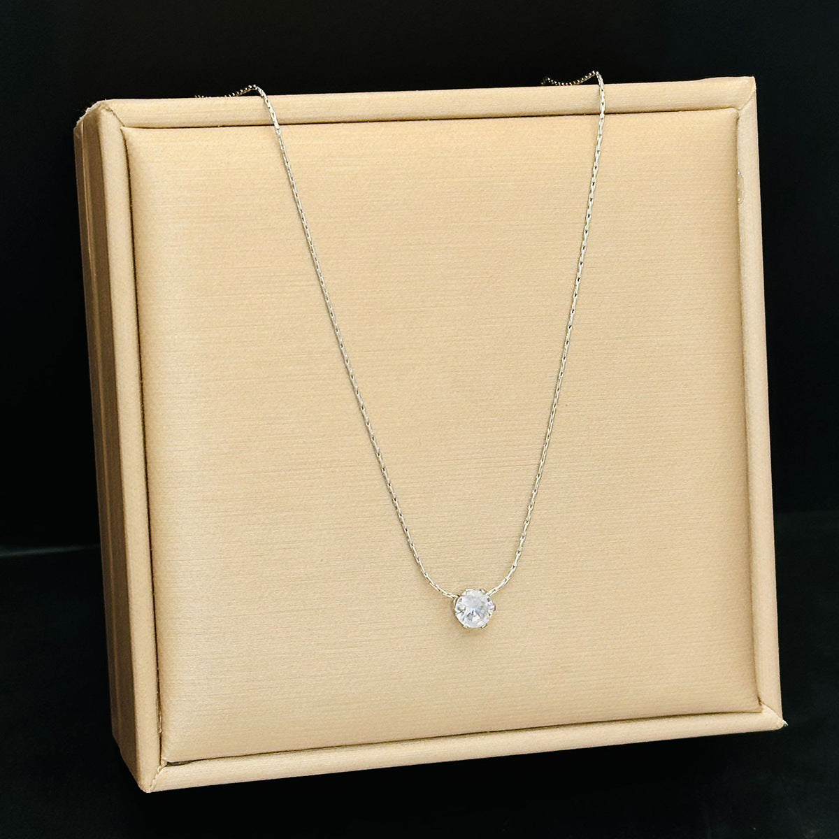 Minimalist Solitaire Zircon Charm Necklace