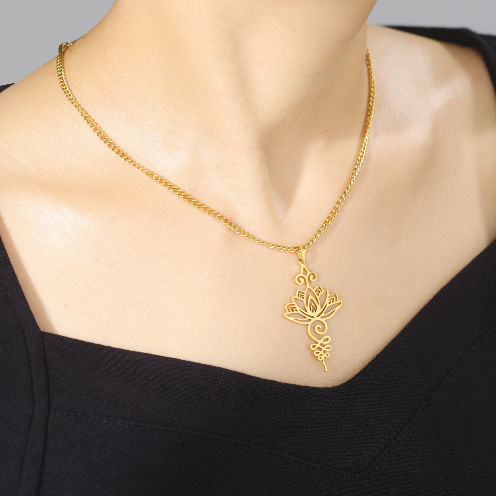 Lotus Flower Pendant Necklace