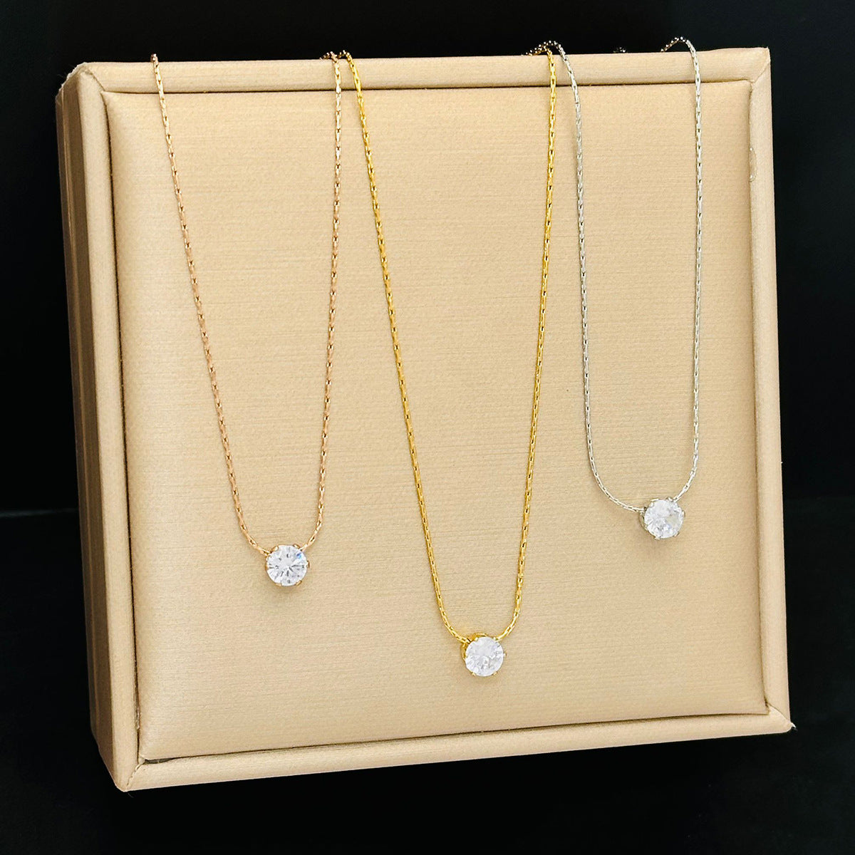 Minimalist Solitaire Zircon Charm Necklace