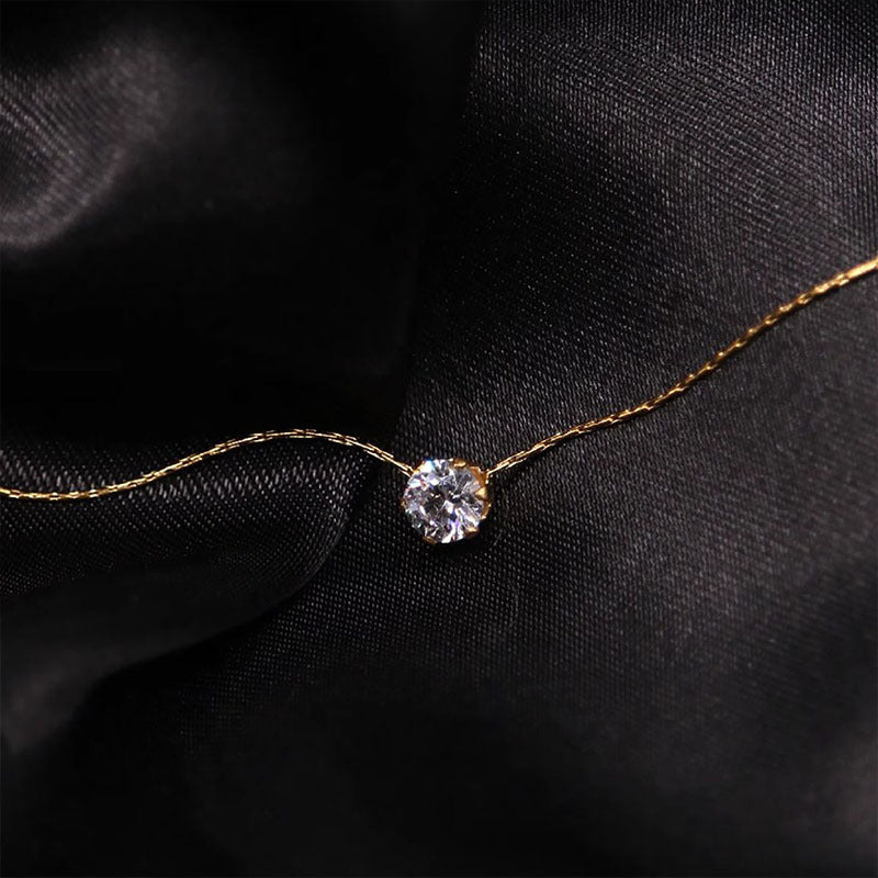 Minimalist Solitaire Zircon Charm Necklace